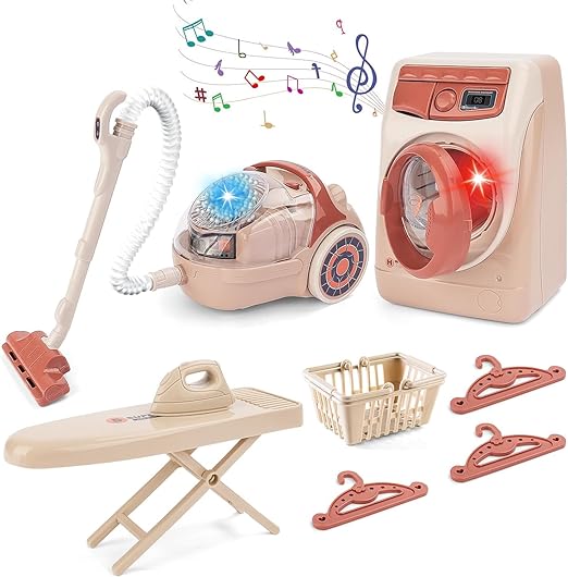 ست شبیه ساز اسباب بازی ماشین لباسشویی جاروبرقی و اتو مجموعه 8 عددی از برند yihuttoys