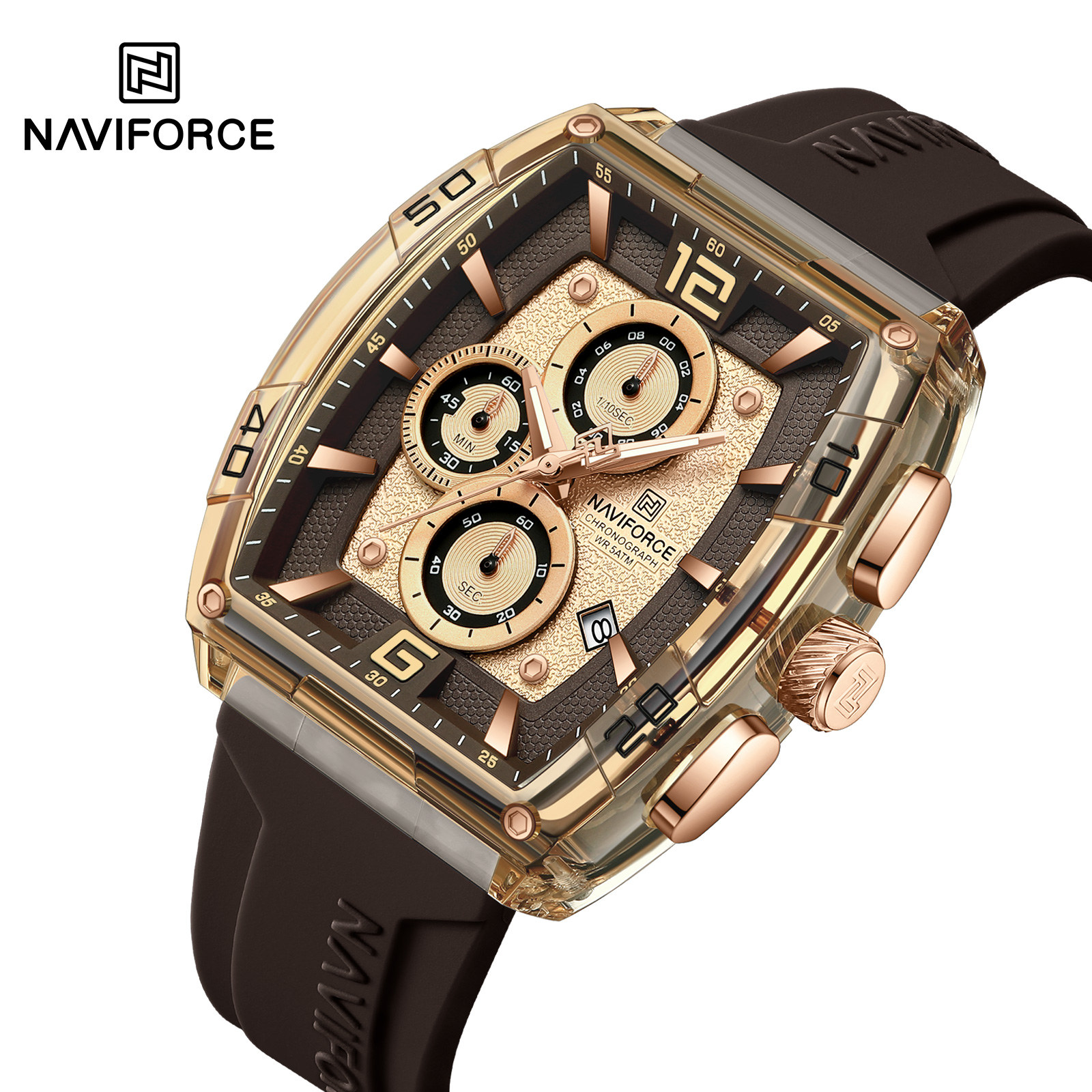 ساعت مچی عقربه‌ای کوارتز سه موتوره مردانه رنگ Coffe نیوی فورس مدل Naviforce NF6101