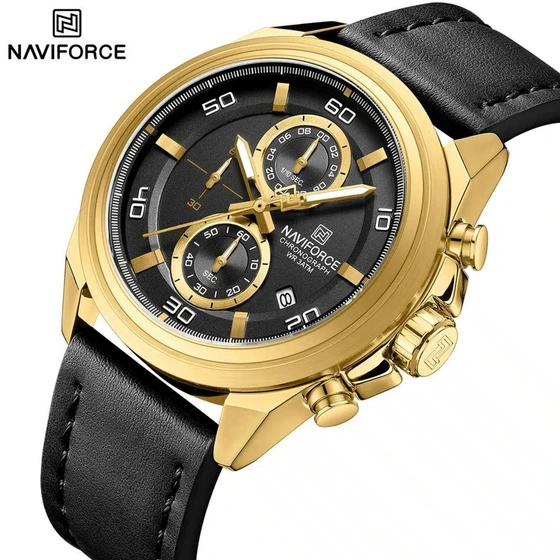 ساعت مردانه برند نیوی فورس مدل Naviforce NF 8075 رنگ مشکی طلایی