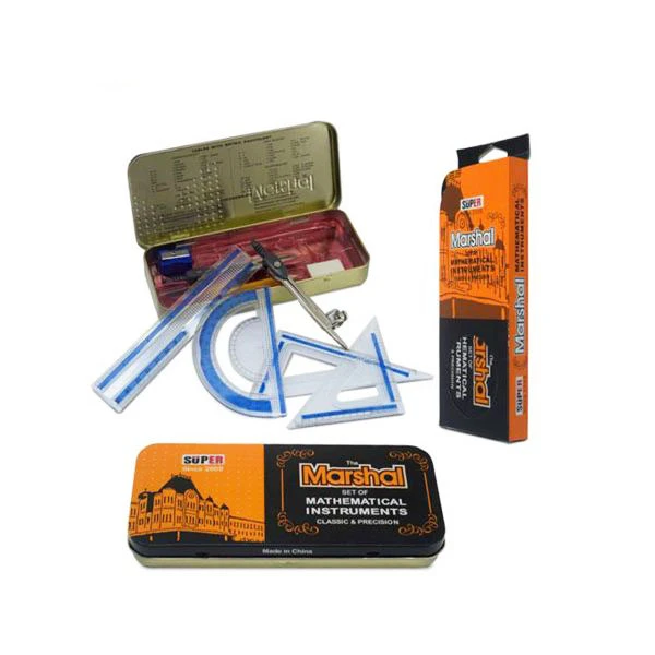 ست هندسی مارشال مدل SUPER مجموعه 9 عددی(پرگار،نقاله،گونیا،خط کش و...)