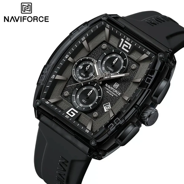ساعت مچی عقربه‌ای کوارتز سه موتوره مردانه رنگ Black White نیوی فورس مدل Naviforce NF6101