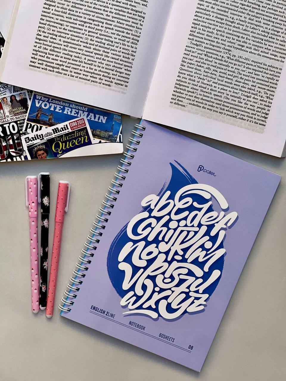 دفتر دو خط زبان 60 برگ از برند Pallet کد 08