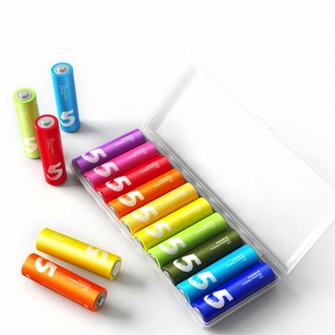 پک 10 تایی باتری رنگین کمانی نیم قلمی آلکالاین شیائومی مدل Xiaomi ZI7 LR03 Alkaline AAA