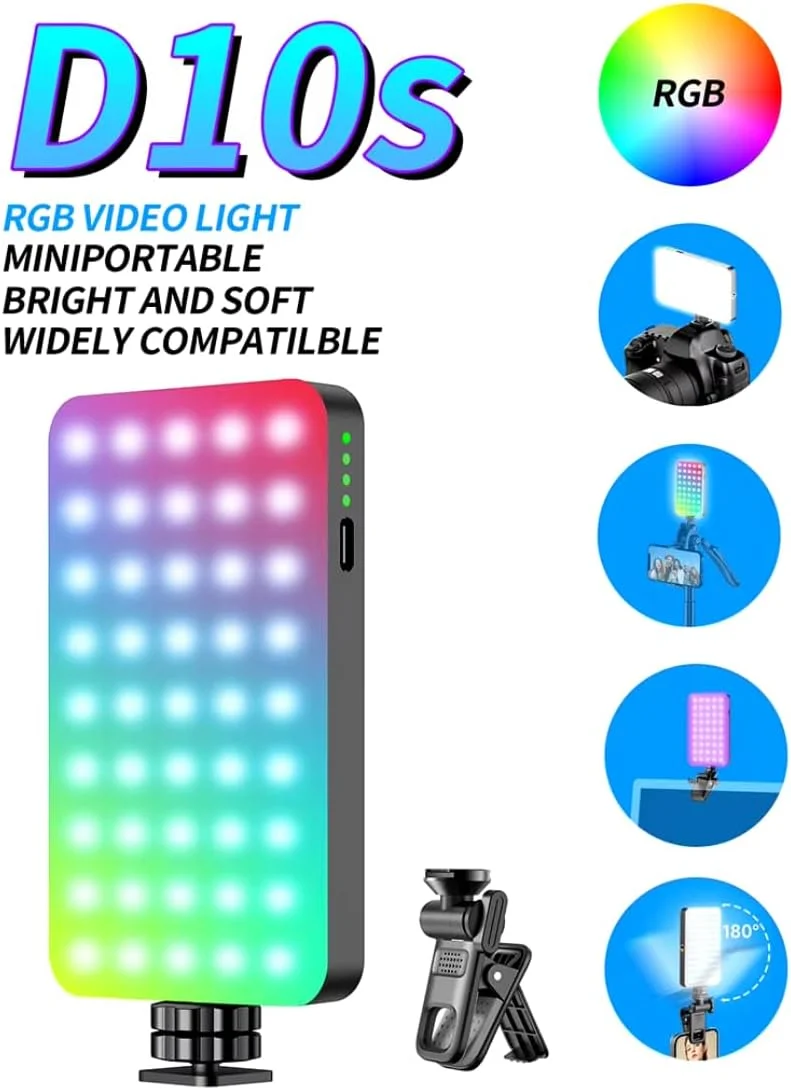 نور تولید محتوای RGB شارژی D10S با 129 LED