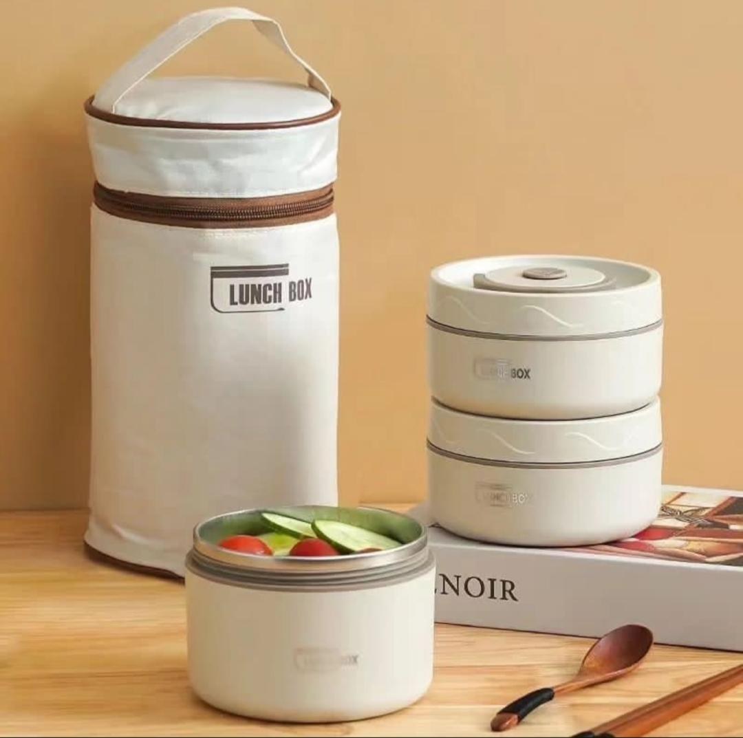 لانچ باکس استیل ۳ تکه همراه با کیف عایق دار