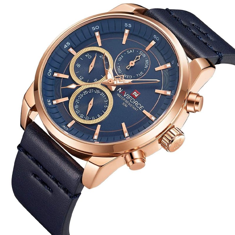 ساعت مچی عقربه‌ای مردانه سه موتوره کوارتز نیوی فورس مدل nf9148 naviforce