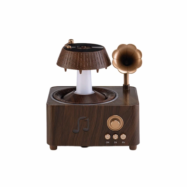 اسپیکر طرح گرامافون دارای بخور سرد و شبیه ساز باران