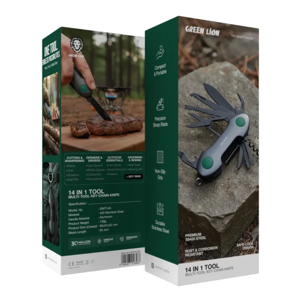 چاقو 14 کاره گرین لاین Green Lion 14 In 1 Multi Tool Key Chain Knife