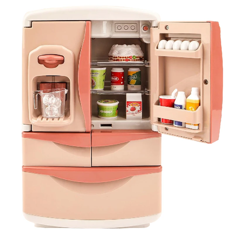 ست شبیه ساز اسباب بازی یخچال مدل یخ ریز بخار کن طرح موزیکال و چراغدار از برند yihuttoys