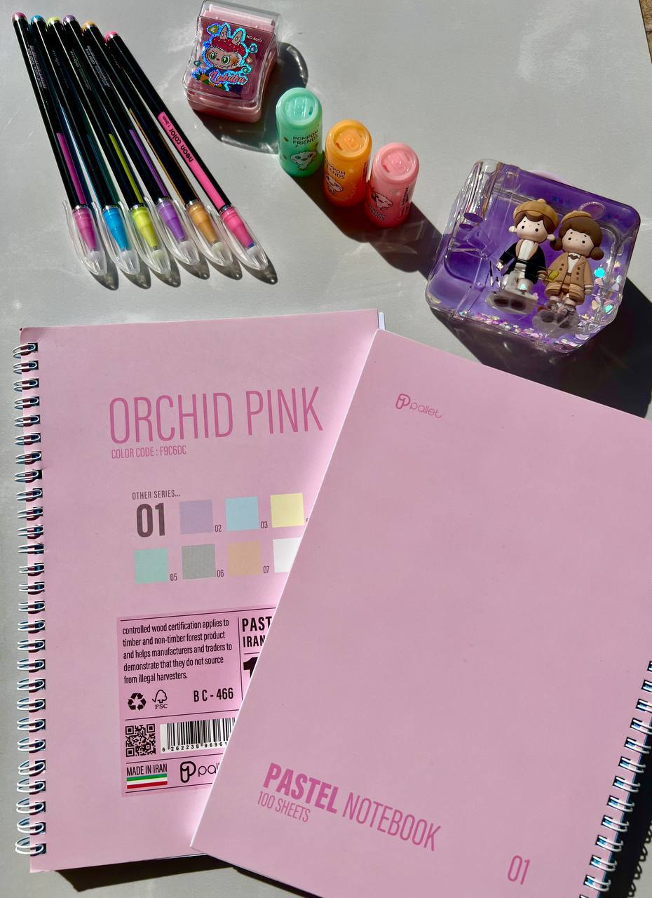 دفتر 100 برگ مدل پاستلی از برند Pallet کد 01