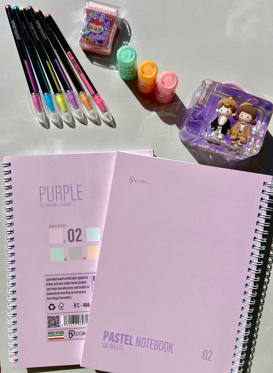 دفتر 100 برگ مدل پاستلی از برند Pallet کد 02