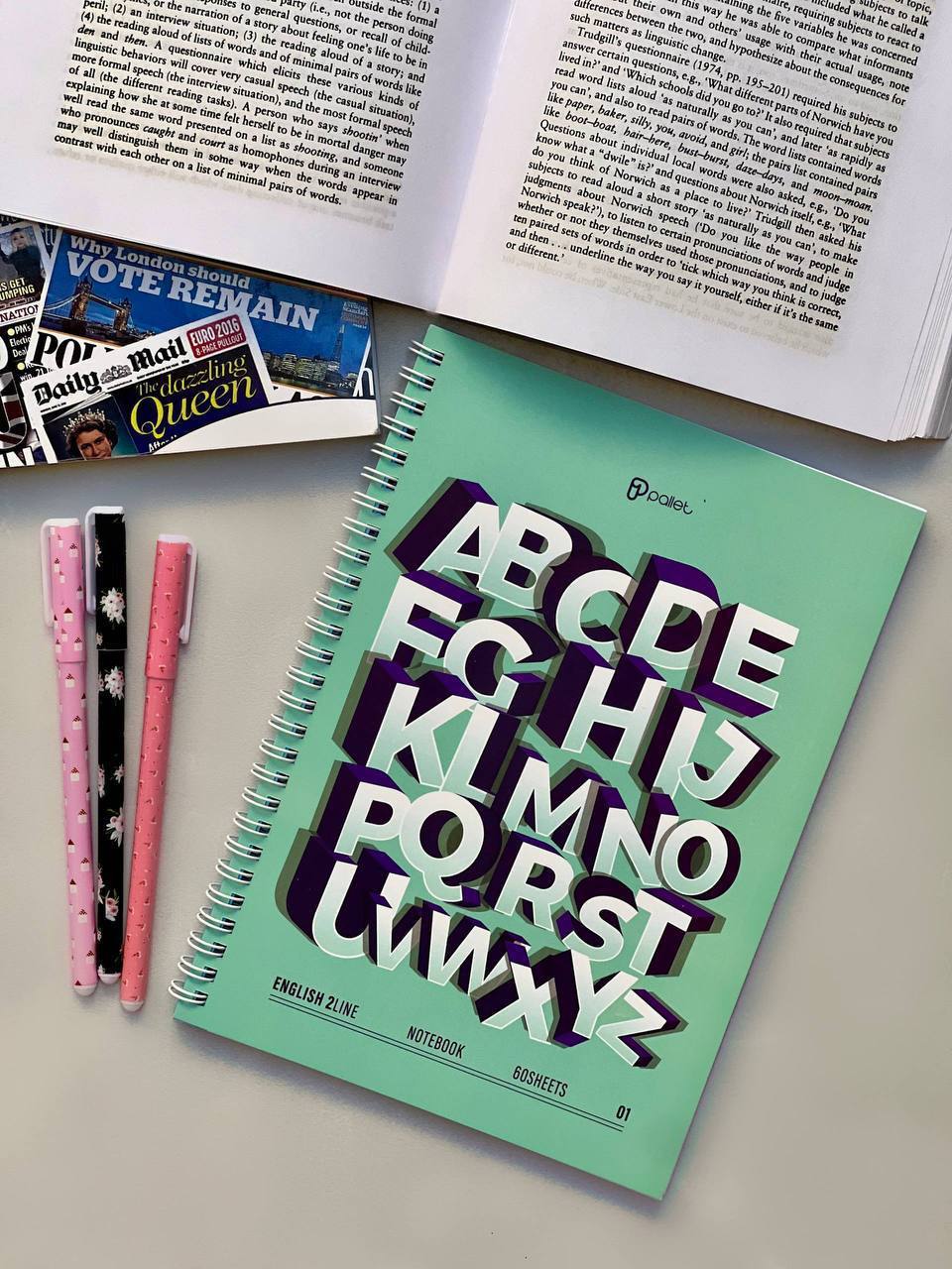 دفتر دو خط زبان 60 برگ از برند Pallet کد 01